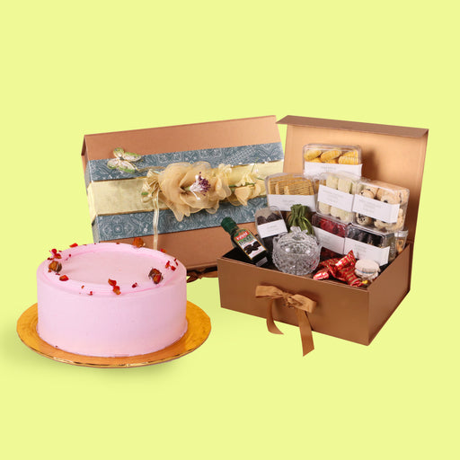 Eid Mubarak Premium Raya Box + Rose Lychee Cake