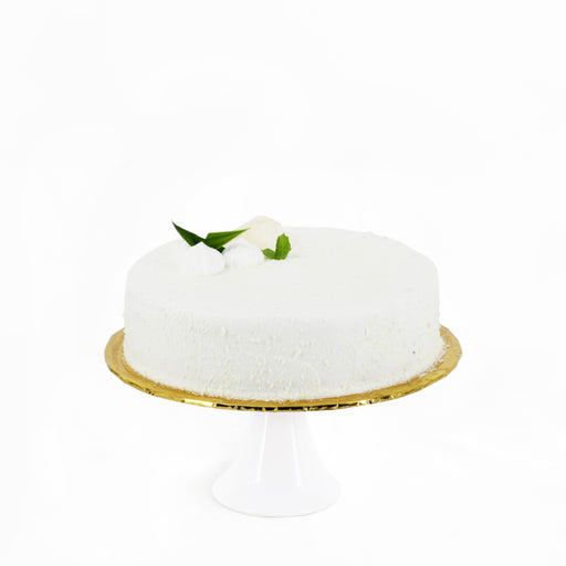 Sponge cake with Pandan layer jelly and coconut flakes