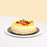 Crepe cake with mango cream and diced mangoes, topped with mango yogurt jelly and coconut jelly