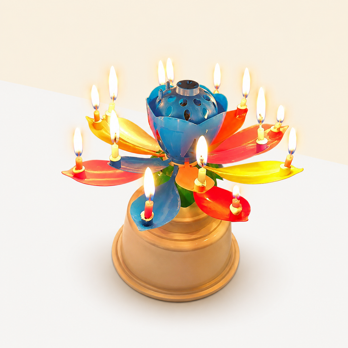 Rotating Musical Lotus Birthday Candle
