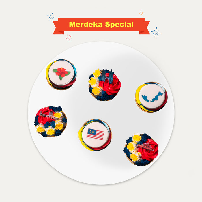Merdeka Delight Cupcakes 6 Pieces - Cake Together - Online Merdeka Cake & Gift Delivery