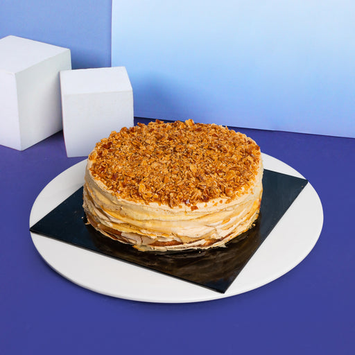 Almond Salted Caramel Mille Crepe Cake 6 inch - Cake Together - Online Father’s Day Cake & Gift Delivery