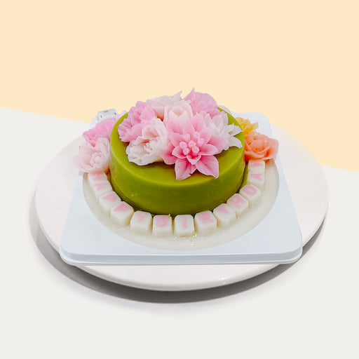 Pandan Jelly Flower Cake 6 inch - Cake Together - Online Cake & Gift Delivery