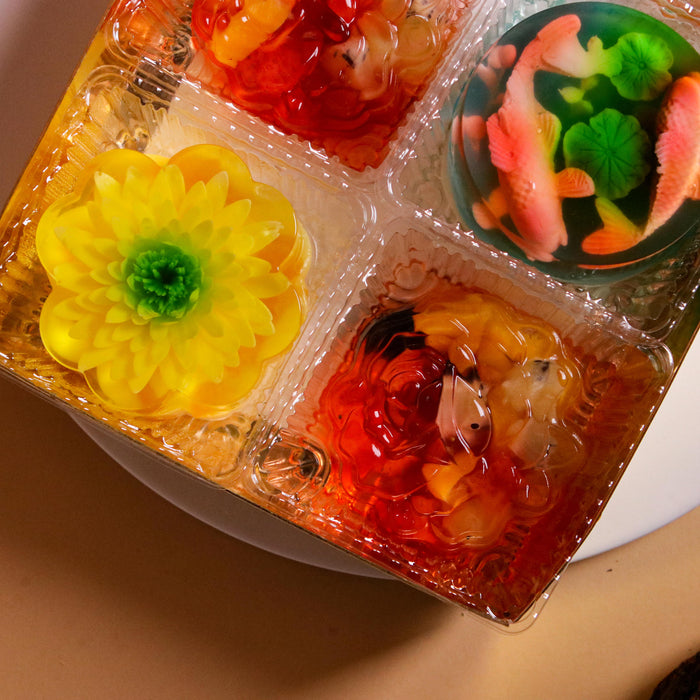 3D Jelly Flower Fresh Fruit Mooncake 6 Pieces - Cake Together - Online Mooncake Delivery