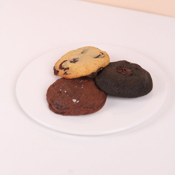 Original Chocolate, Double Chocolate and Truffle Chocolate Cookies Platter
