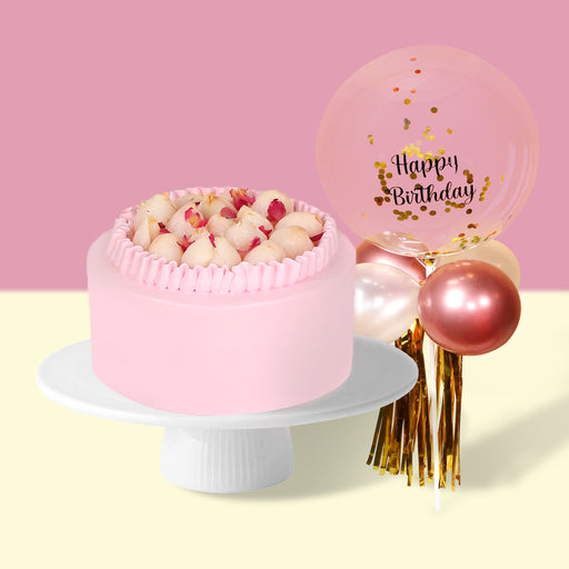 Rose Lychee Cake 6 inch [FREE PERSONALISED BALLOON]