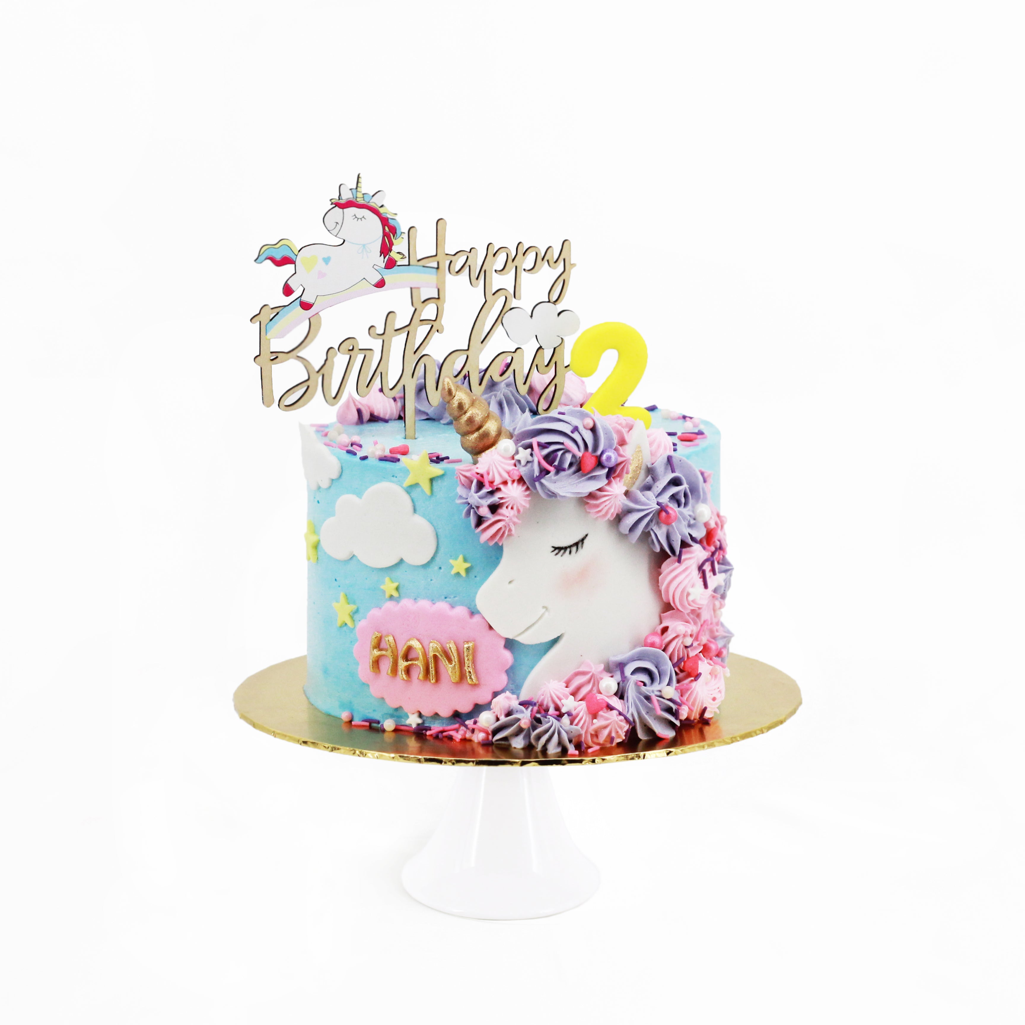 Amazon.com: Personalized Rainbow Unicorn Cake Topper Butterflies Deco for  Rainbow Unicorn Birthday (Unicorn set) : Grocery & Gourmet Food