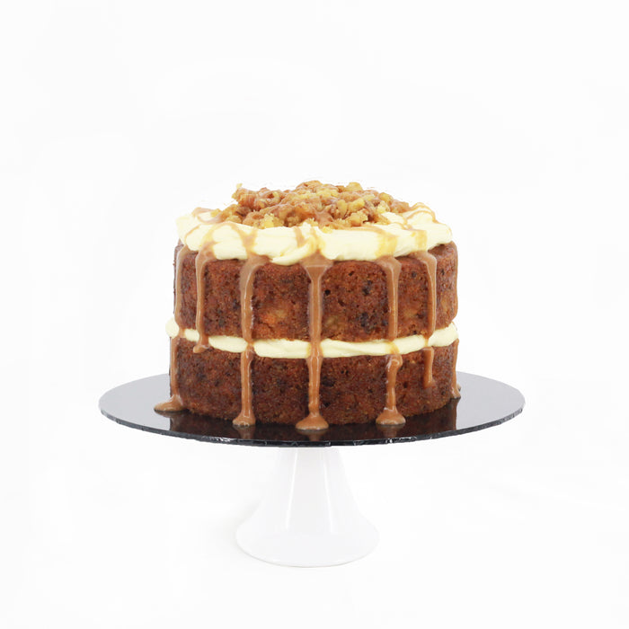 Carrot cake with pineapple, carrots, walnuts and coconut