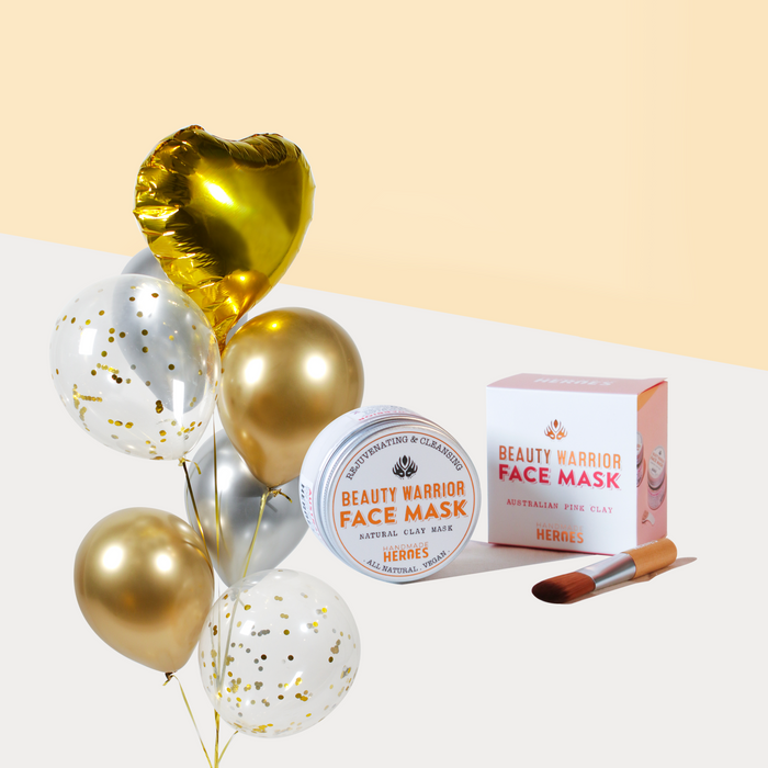 Gorgeous Gold Balloons + Face Mask Bundle - Cake Together - Online Birthday Cake Delivery