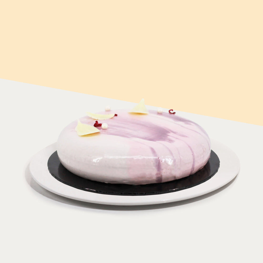 Lavender gradient mirror glaze cake