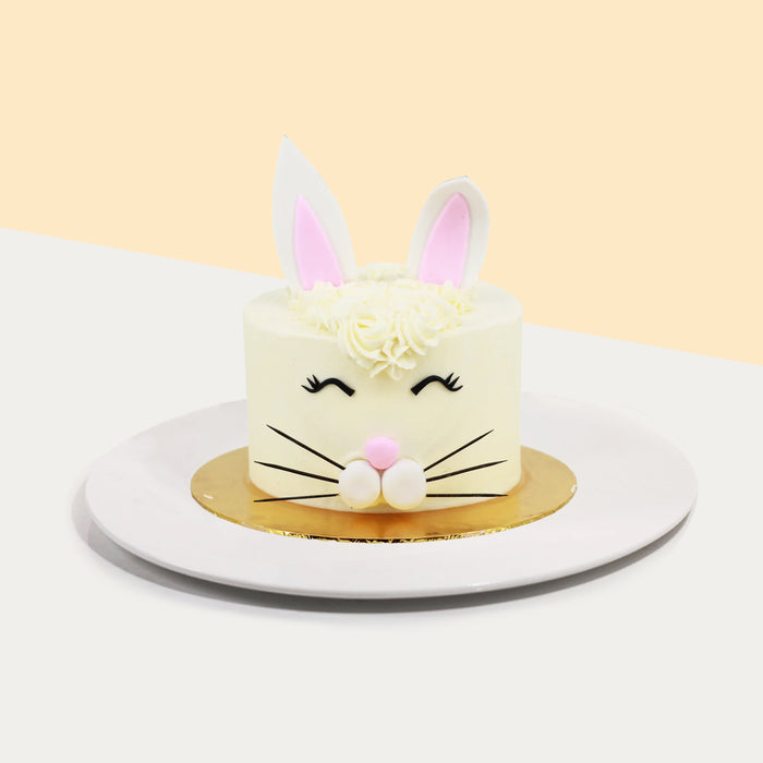 Butter cake shaped to look like a bunny with fondant ears