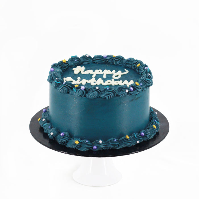 Wedding Cake-Navy Blue Flowers & White Buttercream texture – Pao's cakes