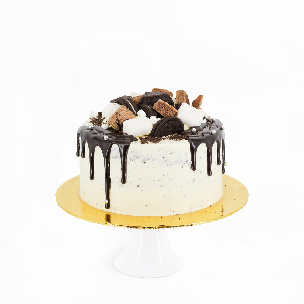 Cookies and cream cake, layered with Swiss meringue buttercream