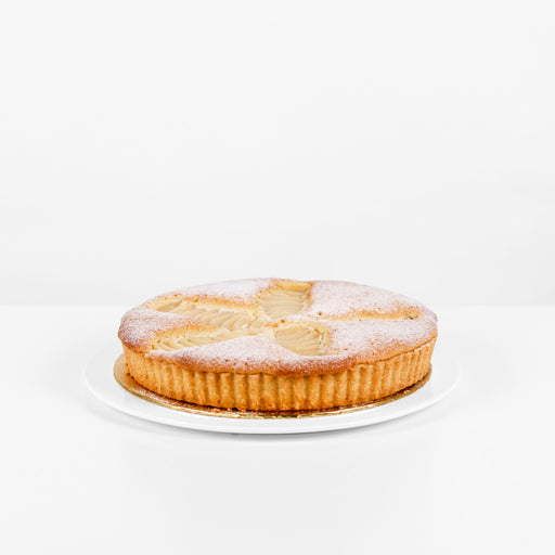 Short crust pastry tart, filled with almond cream and pears