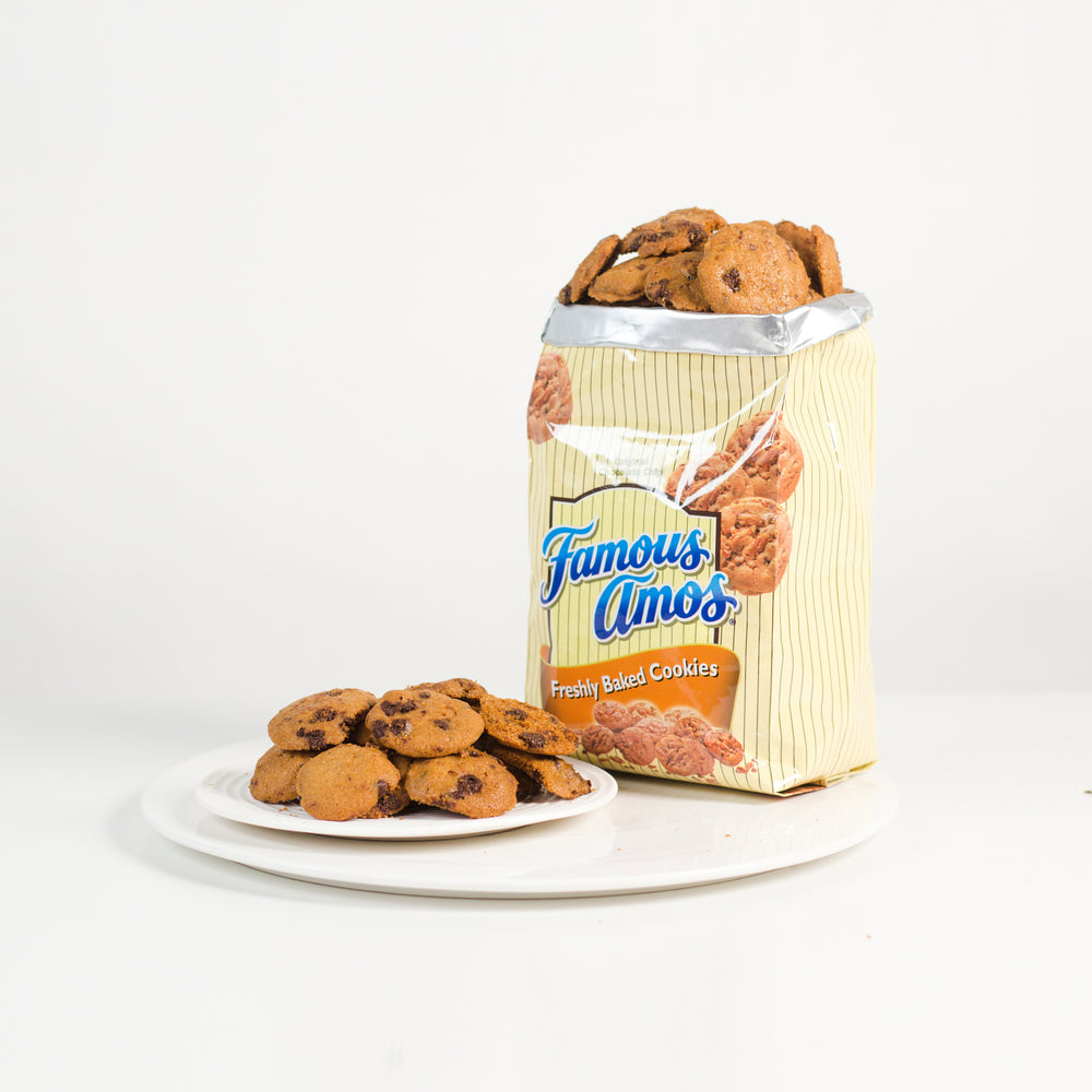 400g Famous Amos cookies in a bag, with 6 flavour options