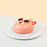 Chocolate chiffon cake with blueberry filling and vanilla panna cotta with a pink cat design