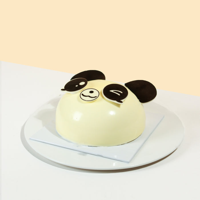 Panda themed half sphere cake
