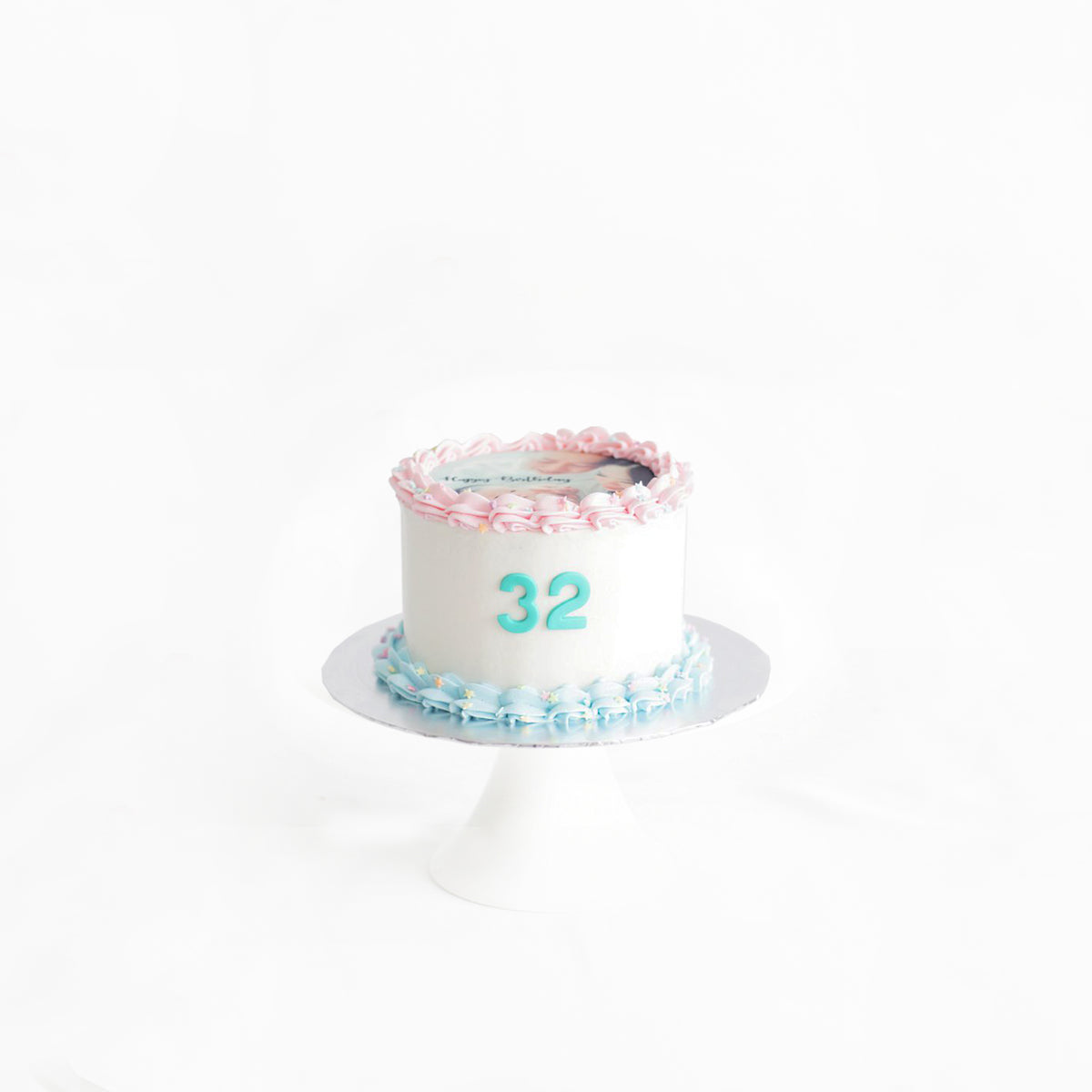 Birthday Cake With 32 Number Candle On Blue Backgraund Set On Fire By  Lighter Closeup Stock Photo - Download Image Now - iStock