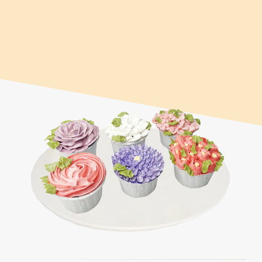 Korean flowers cupcakes with bright color designs