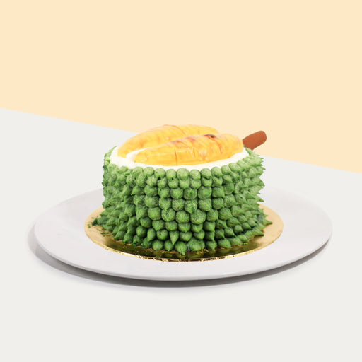 Buttercream cake shaped to look like a durian
