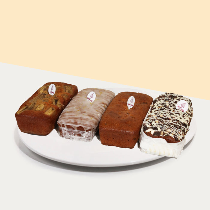 Set of 4 vegan loaf cakes, with 4 flavours to choose from