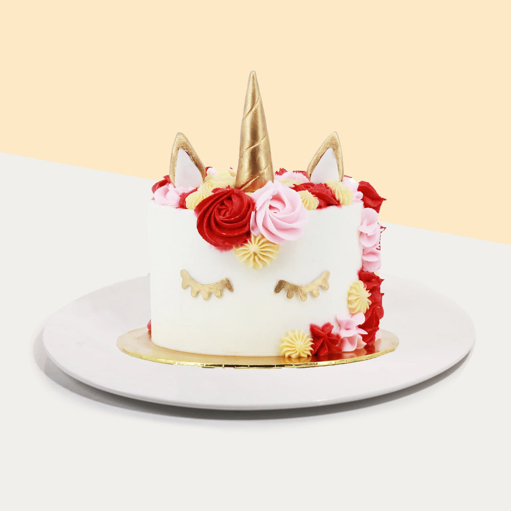 Red unicorn cake