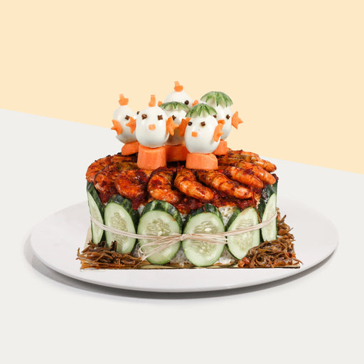 Eats and Treats QQ Nasi Lemak cake with large sambal prawns and whole eggs