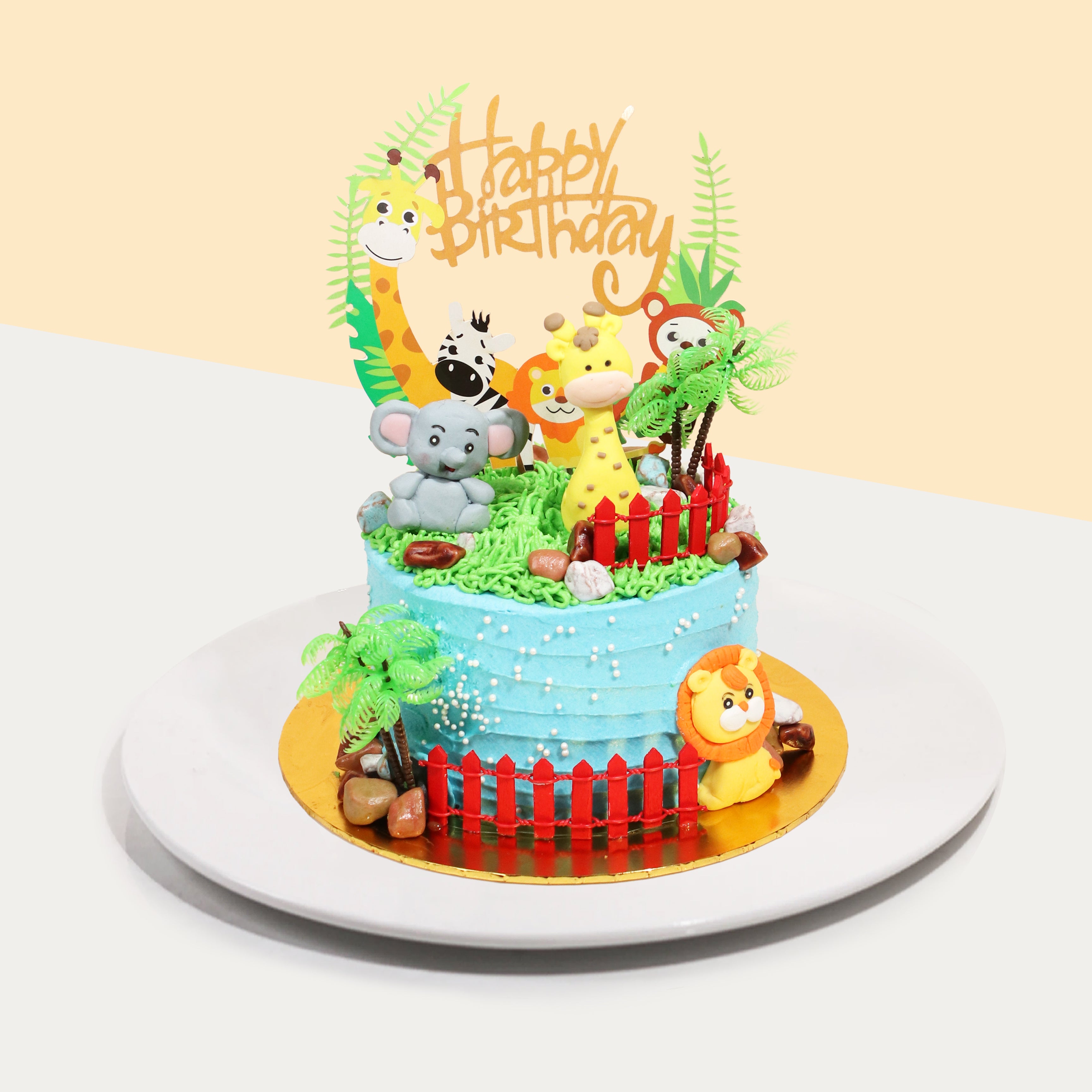 Funny Animal Birthday Cake With Name For Kids