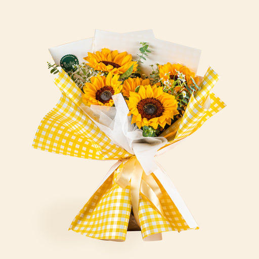 Yellow flower bouquet with Sunflowers and chamomile