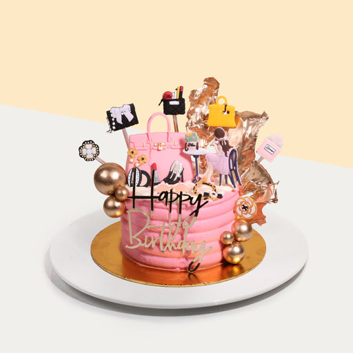 Pink butter cake with luxurious items design