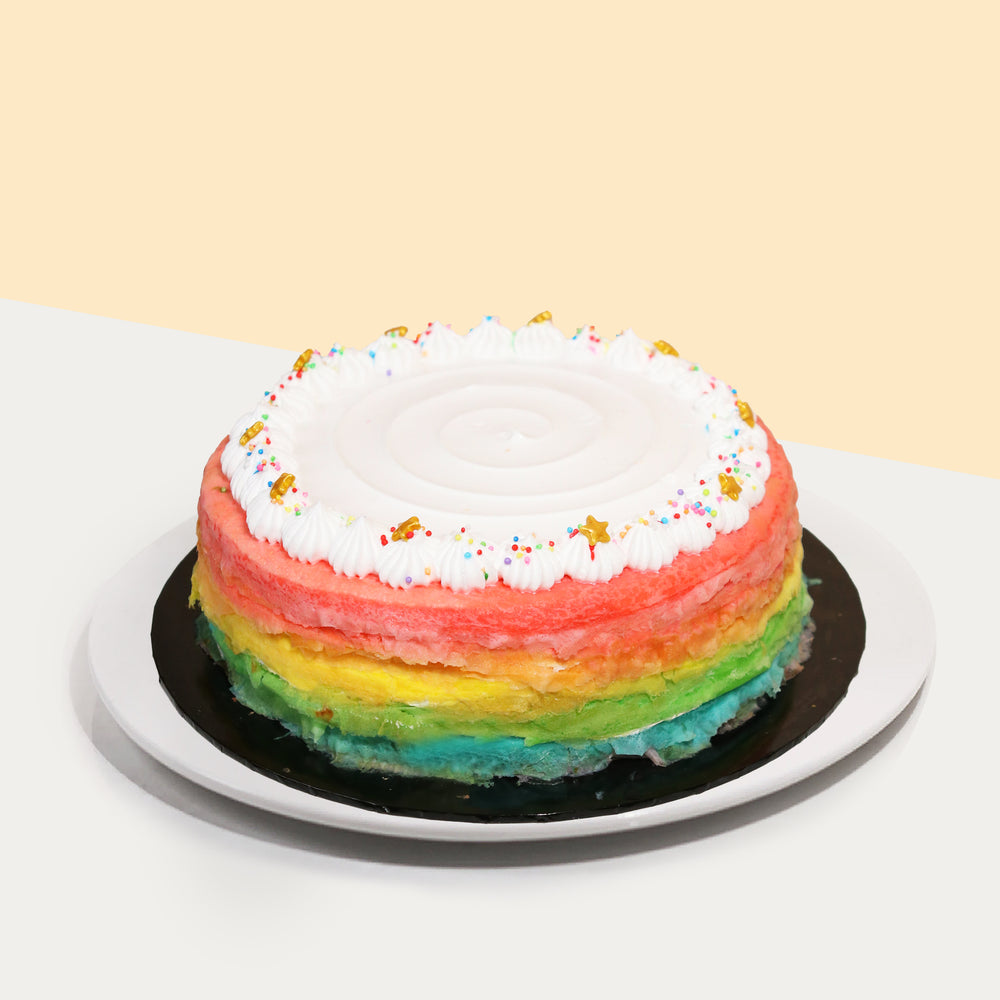 Rainbow Mille Crepe cake with fresh cream