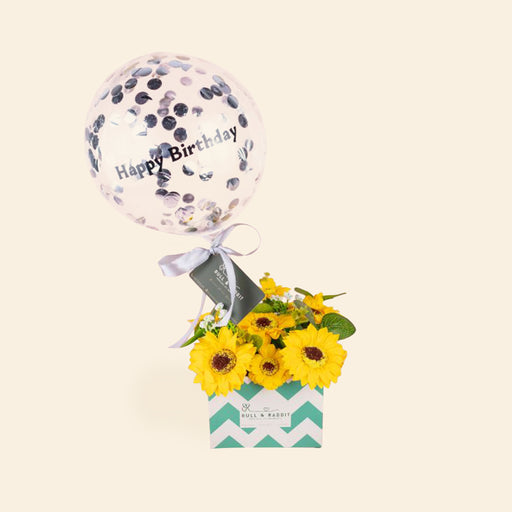 Sunshine Balloon Soap Flower Bloom Box - Cake Together - Online Flower Delivery