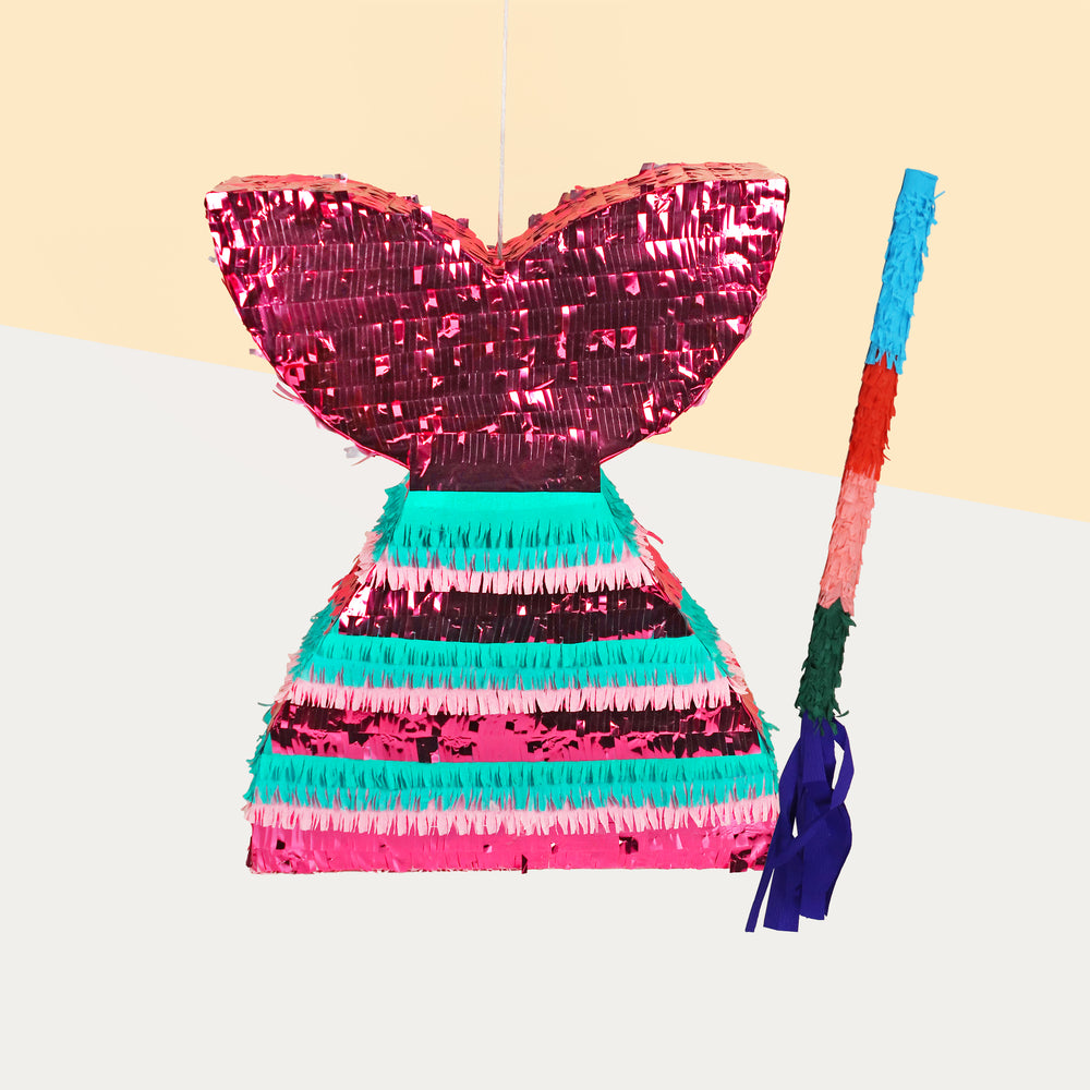 Mermaid tail Pinata filled with candy, along with a stick