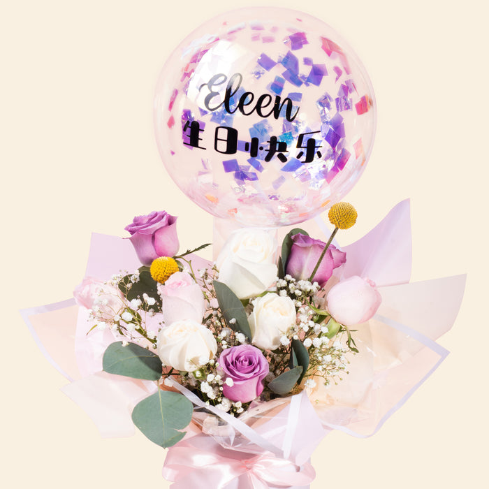 Cathy Balloon Flower Box (Fresh Flower) - Cake Together - Online Birthday Cake Delivery