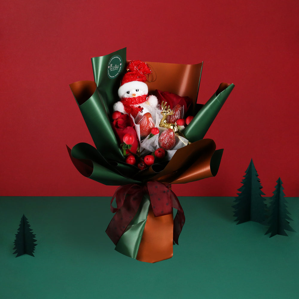 Mini Santa Strawberries Bouquet (Fresh Flower) - Cake Together - Online Flower Delivery