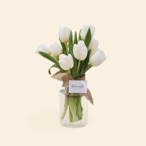 White Tulip in Jar - Cake Together - Online Flower Delivery