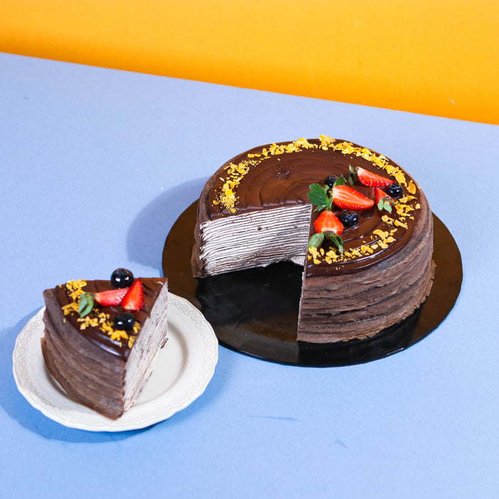 Double Chocolate Crepe Cake 8 inch - Cake Together - Online Birthday Cake Delivery