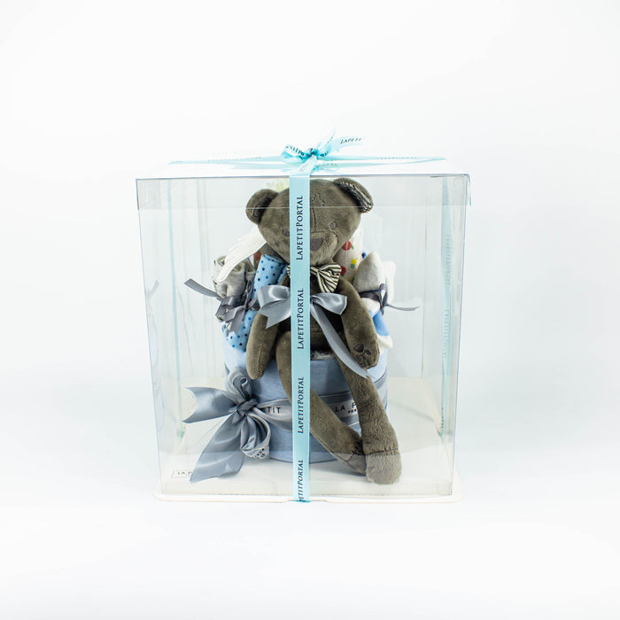 Blue Bear Two Tier Diapercake - Cake Together - Online Birthday Cake Delivery