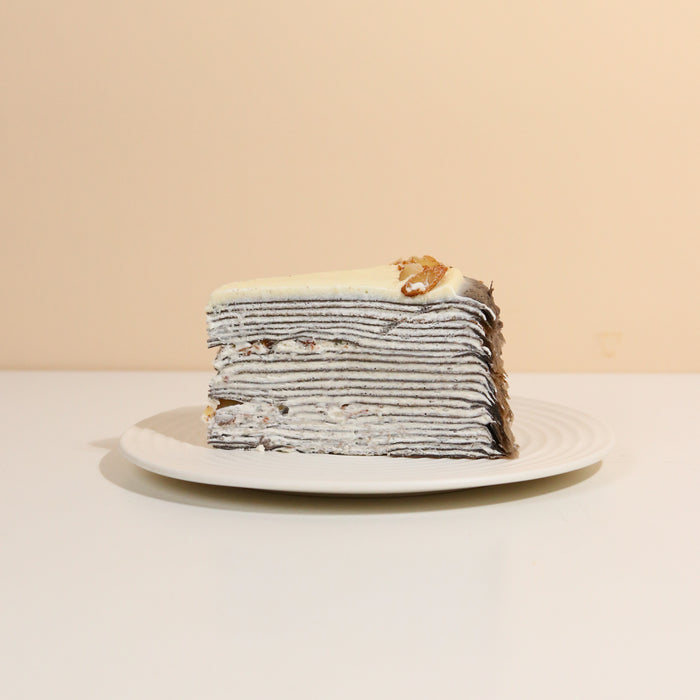 Snowy White Chocolate Almond Mille Crepe Cake 8 inch - Cake Together - Online Birthday Cake Delivery