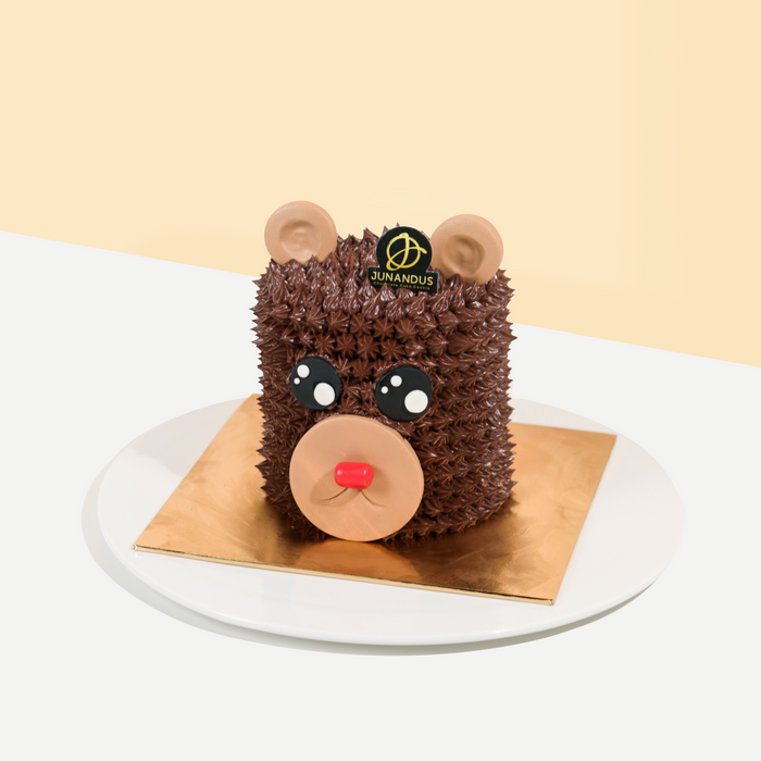 Bear designer cake, decorated with cream and fondant