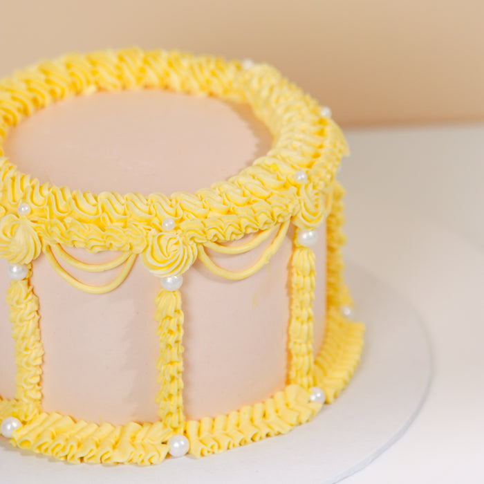 Victorian Pink and Yellow Vintage Cake - Cake Together - Online Birthday Cake Delivery