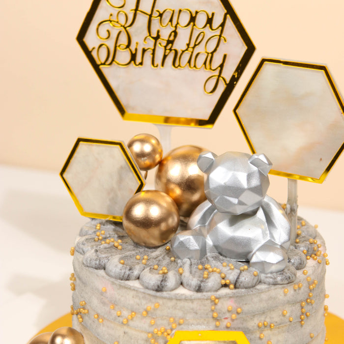 Marble Silver Teddy 5 inch - Cake Together - Online Birthday Cake Delivery