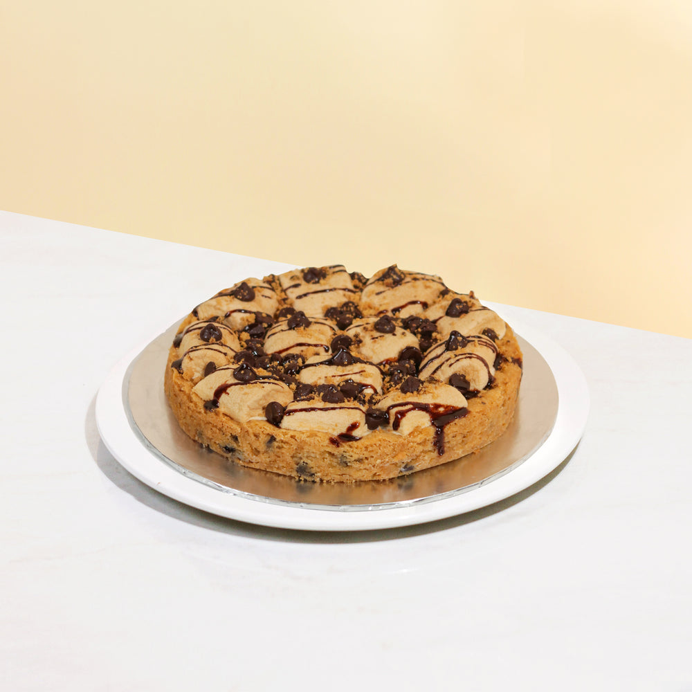 Giant cookie with S'mores marshmallow topping with chocolate chips