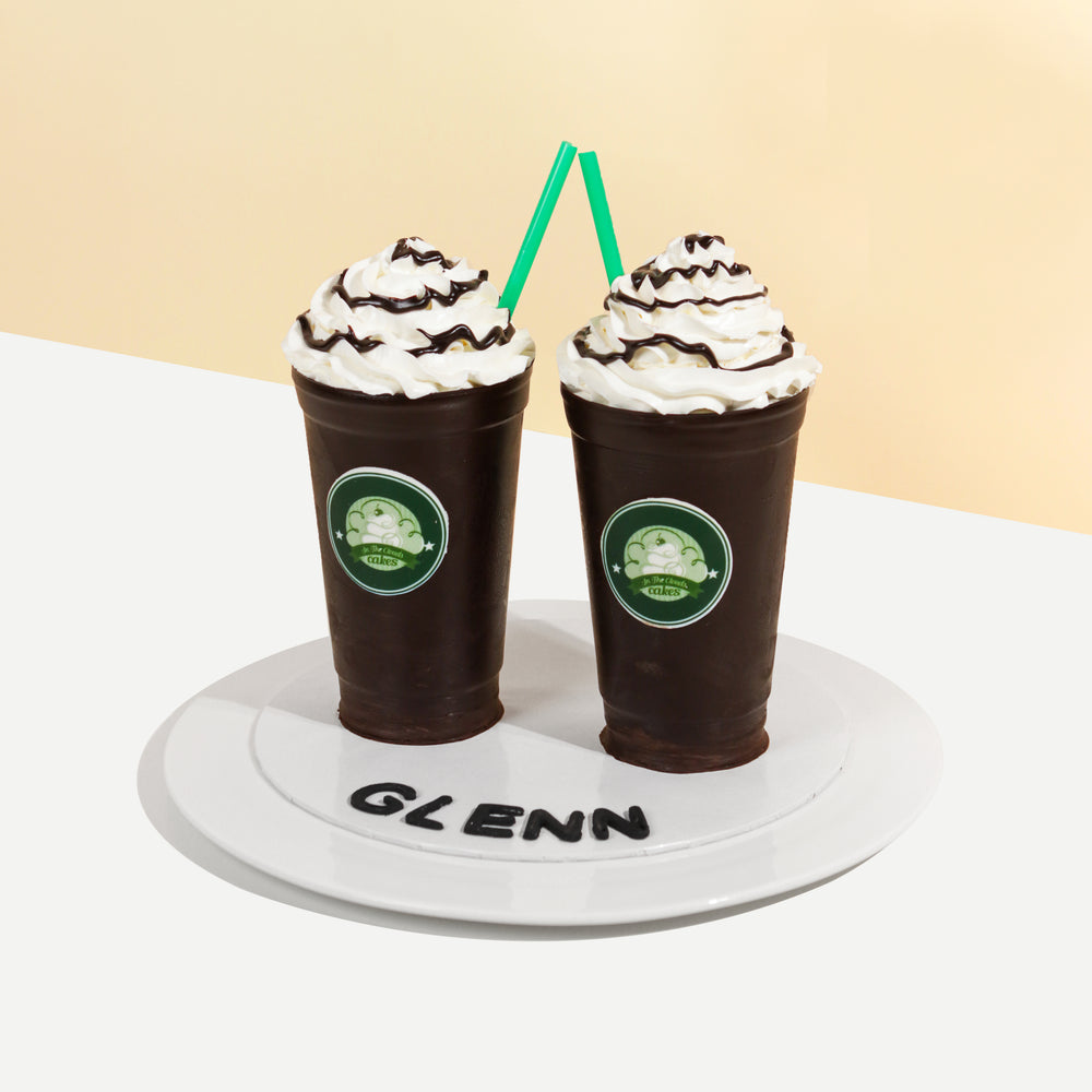 Cake shaped to look like generic coffee drinks