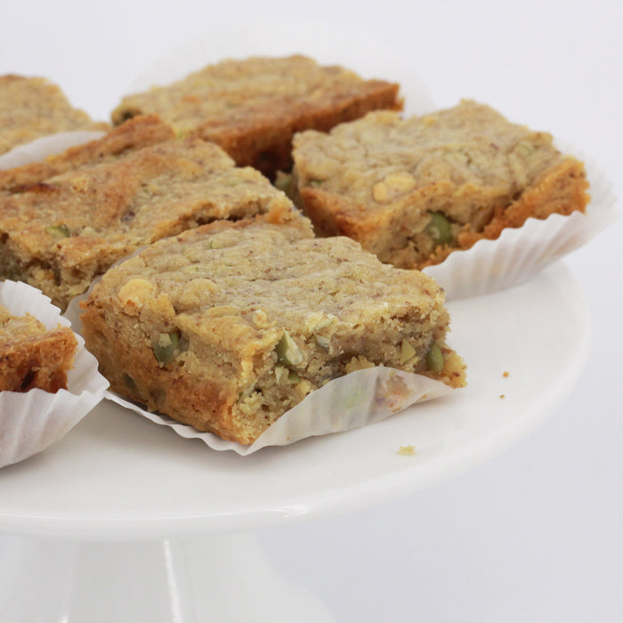 Eggless Lactation Organic White Chocolate Pumpkin Seed Blondies - Cake Together - Online Birthday Cake Delivery