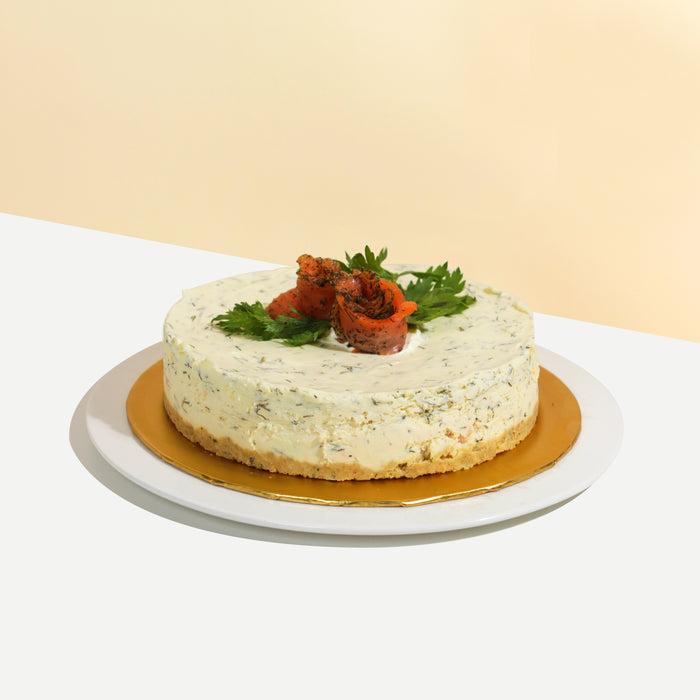 Savoury salmon and dill cheesecake