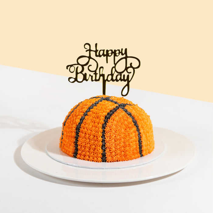 Semi-spherical cake with basketball design elements