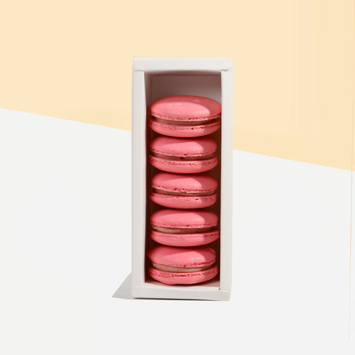 Pink Rose Macaron with Raspberry Filling in a white box