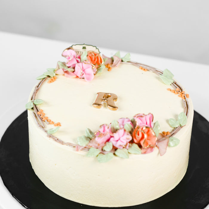 Floral Initial Korean Inspired 7 inch - Cake Together - Online Birthday Cake Delivery