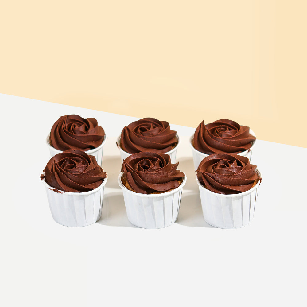Dark chocolate ganache rosette cupcakes